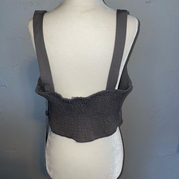 NWT Life Grey Croset Crop Top Black Bow Detailing Size XL - Picture 3 of 5